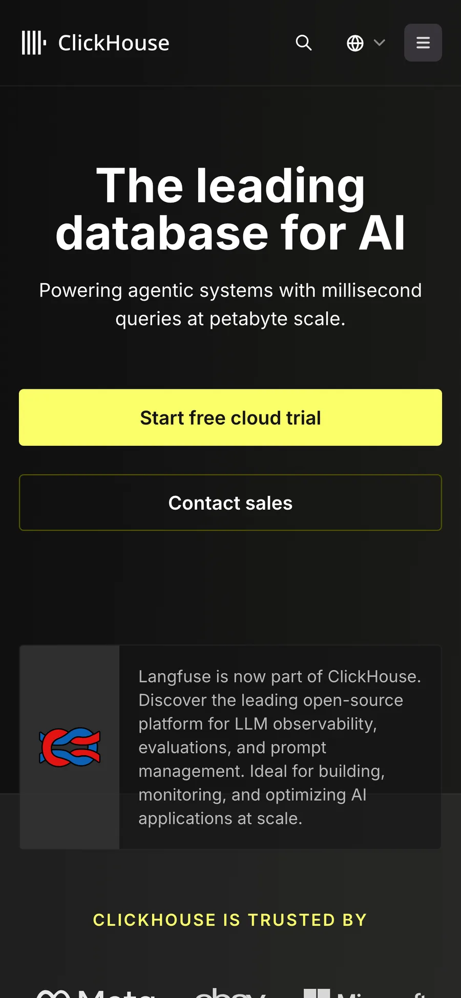 ClickHouse website preview