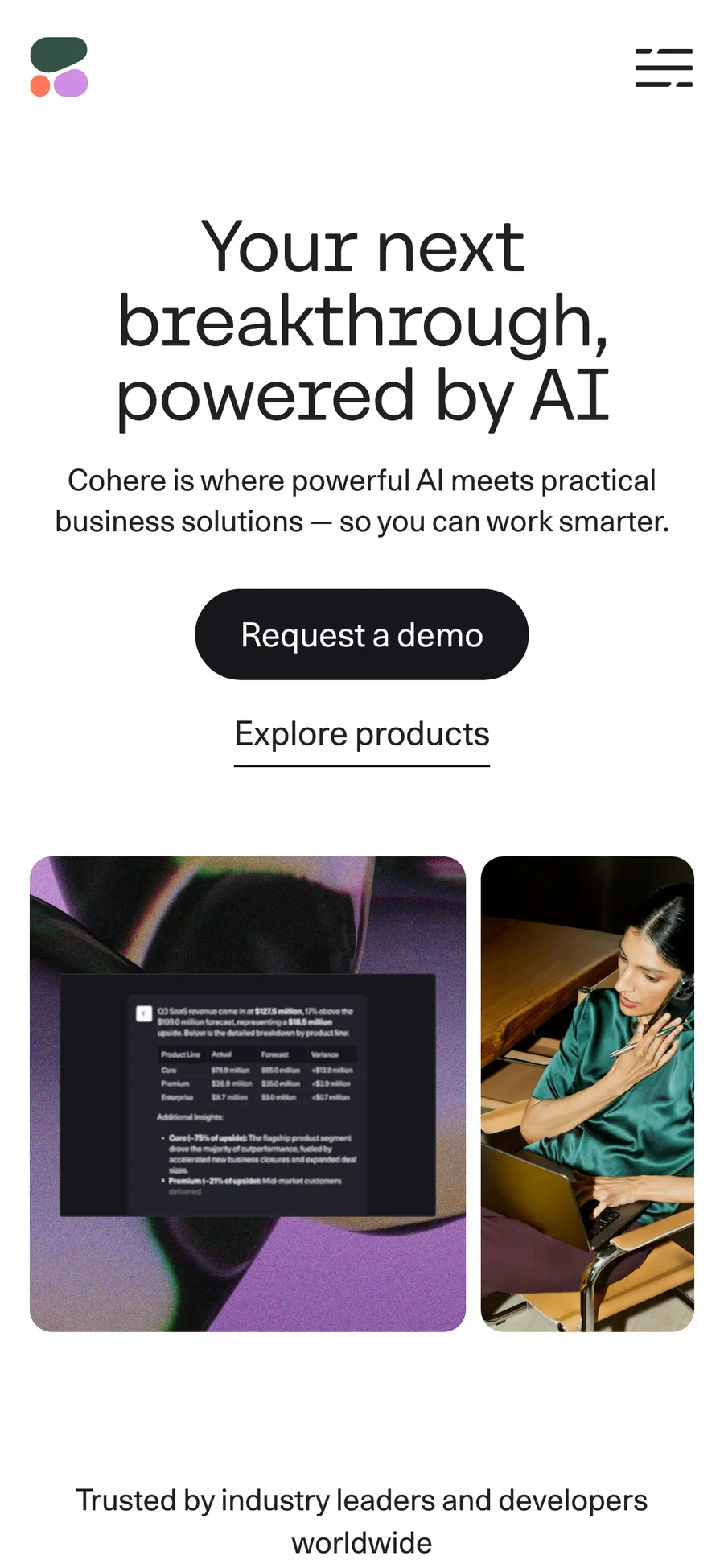 Cohere website preview