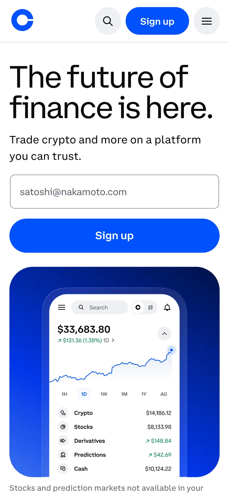 Coinbase website preview