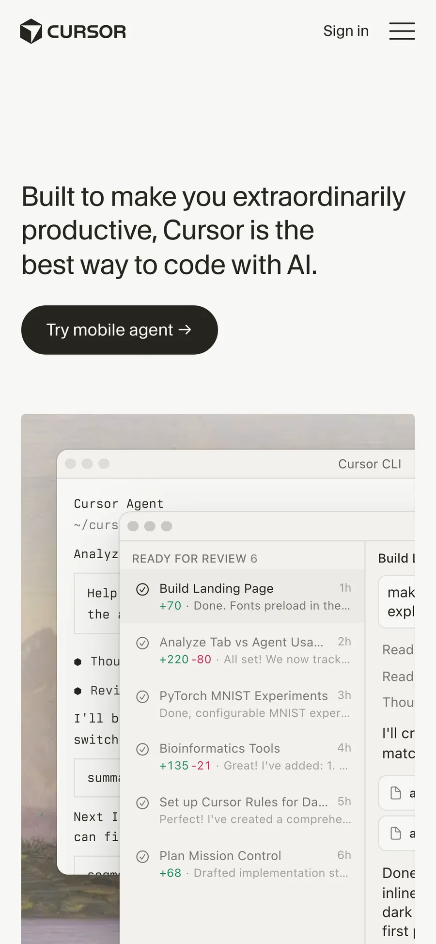 Cursor website preview