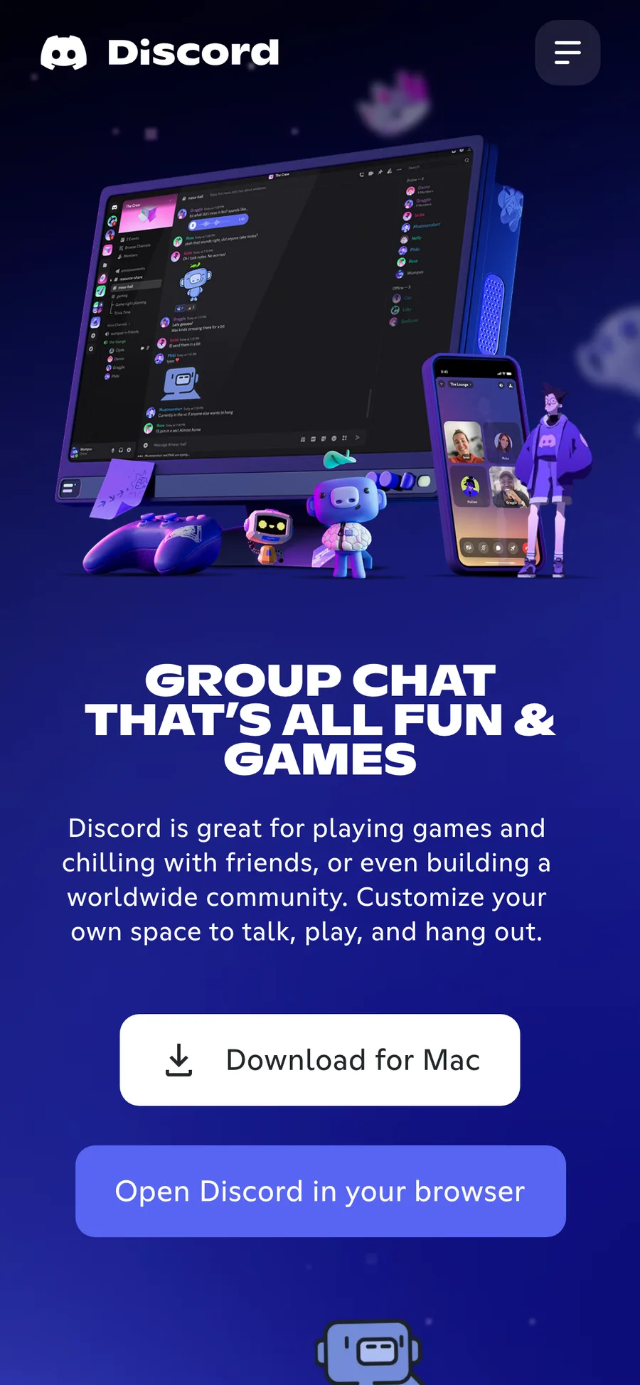 Discord website preview
