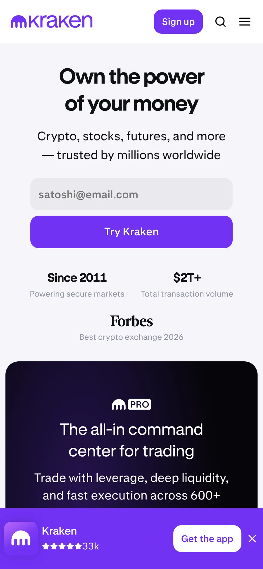 Kraken website preview