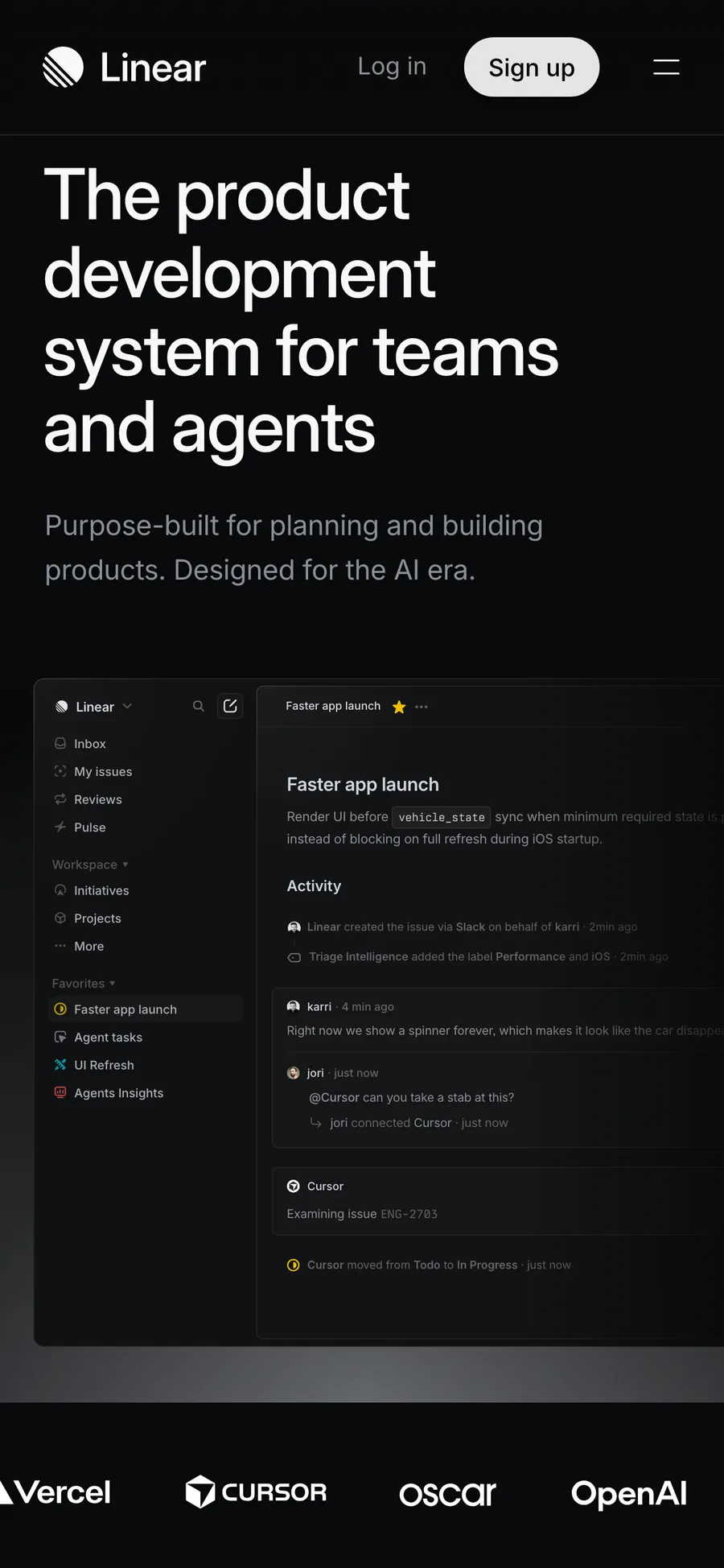 Linear website preview
