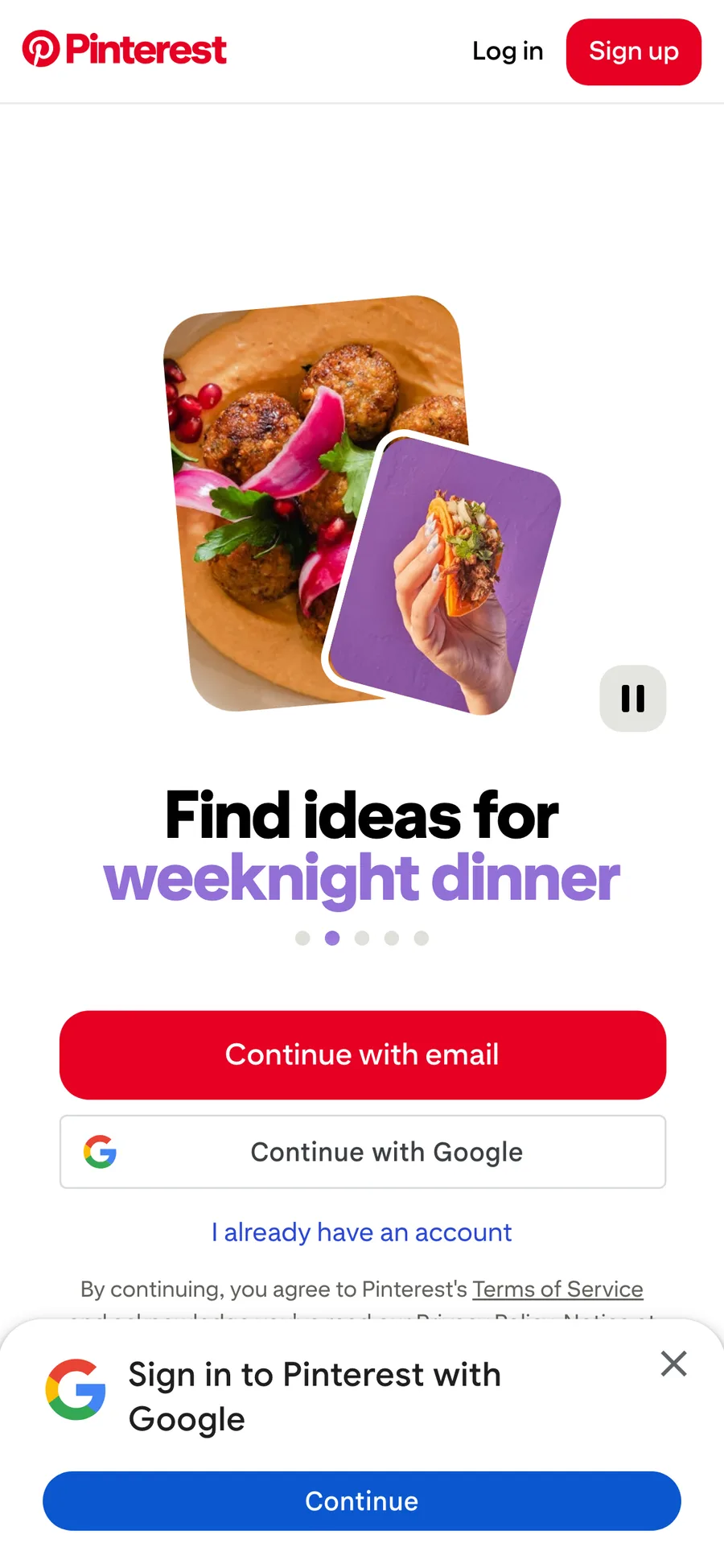 Pinterest website preview