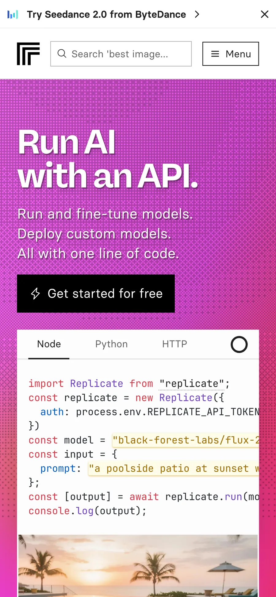 Replicate website preview