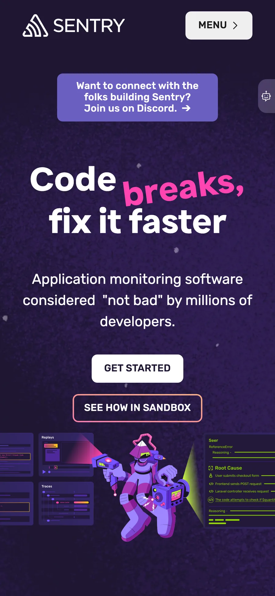Sentry website preview