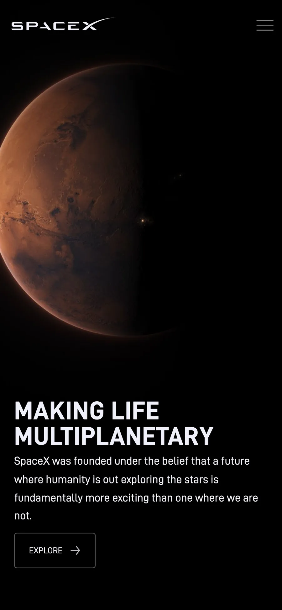SpaceX website preview