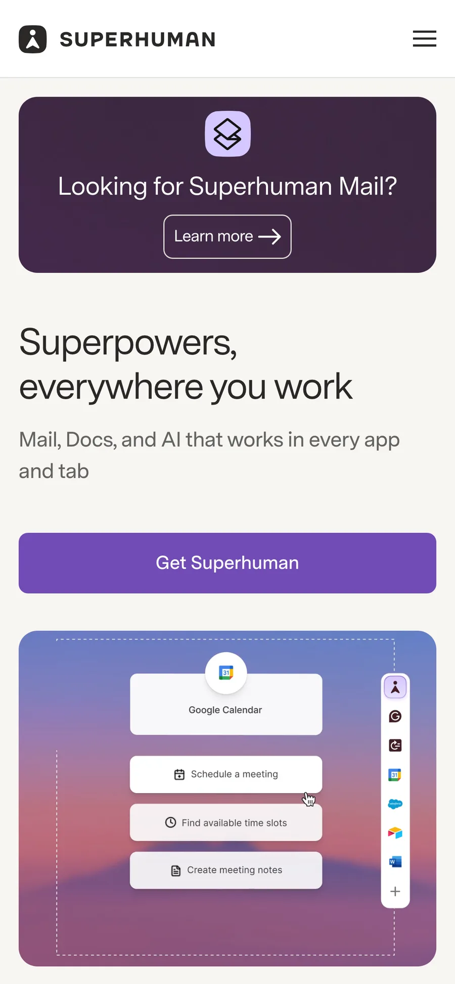 Superhuman website preview