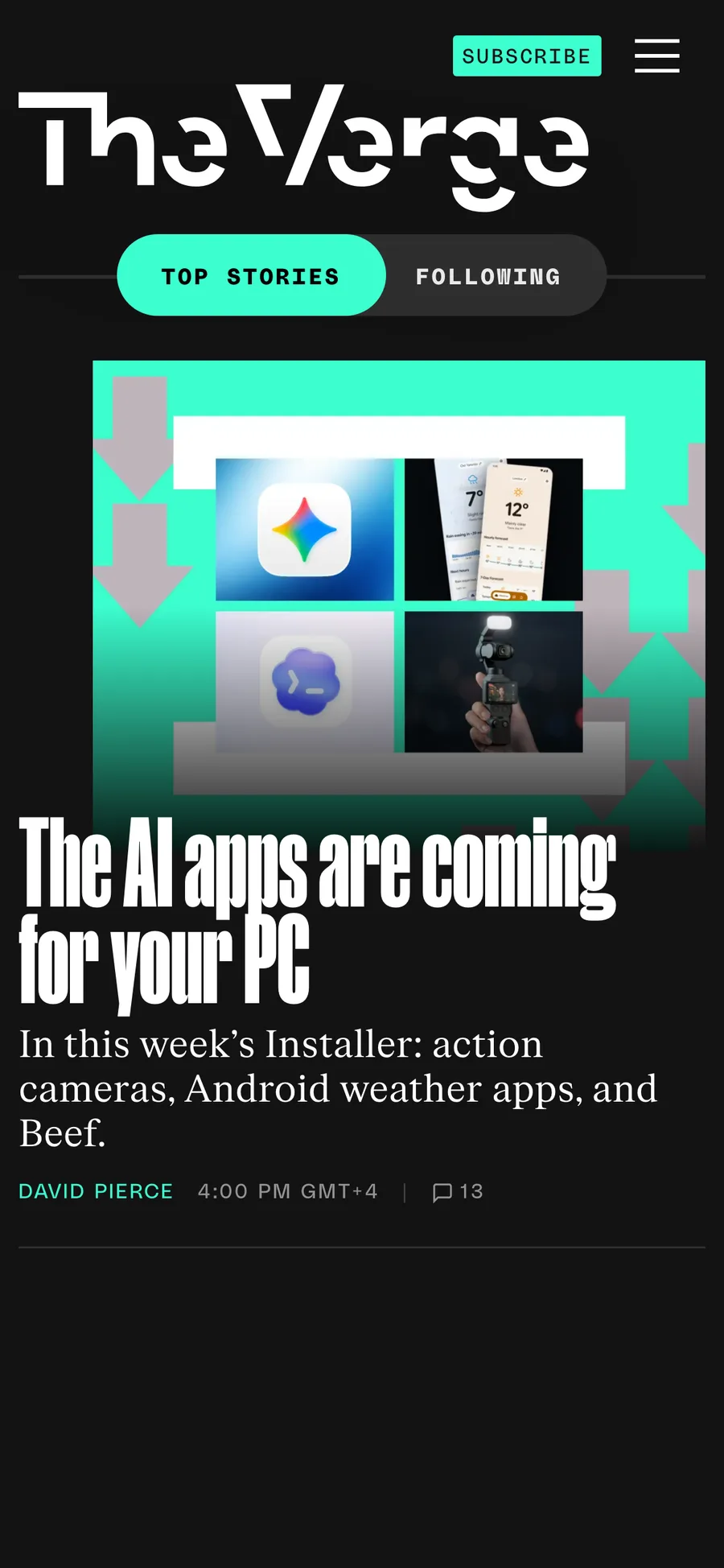 The Verge website preview